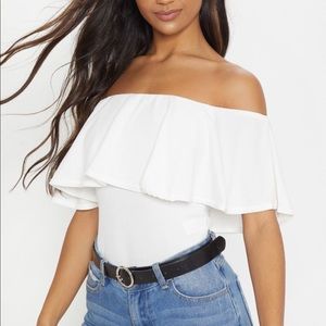 FASHION NOVA White Off the Should Bodysuit